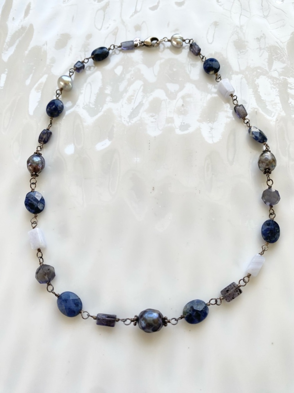 Silpada Blue Lace Pearl and Sodalite Necklace N1308 16” inches - Picture 3 of 9